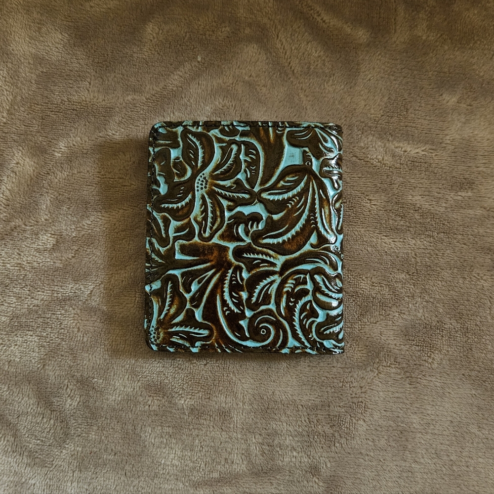 Patricia Nash Embossed Leather Wallet - Brown and Turquoise - Picture 2 of 8